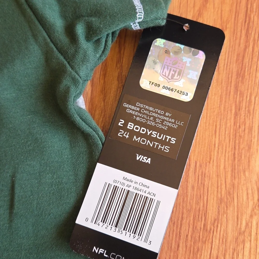NY Jets Baby 24M Bodysuit 2pc NFL NWT 100% Cotton Football Athletic